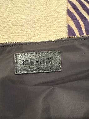 Saint & Sofia Black Nylon Cosmetic Pouch with Gold Accents